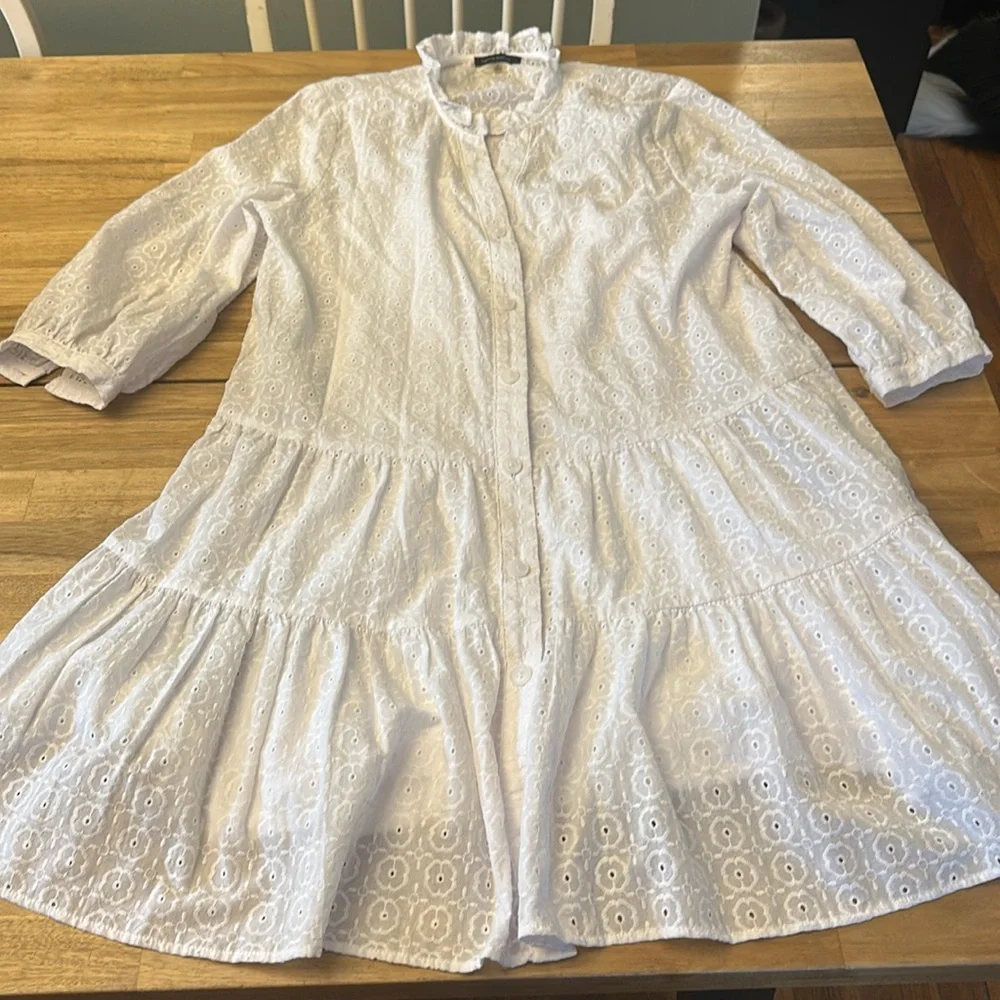 TOMMY HILFIGER cotton eyelet tiered dress